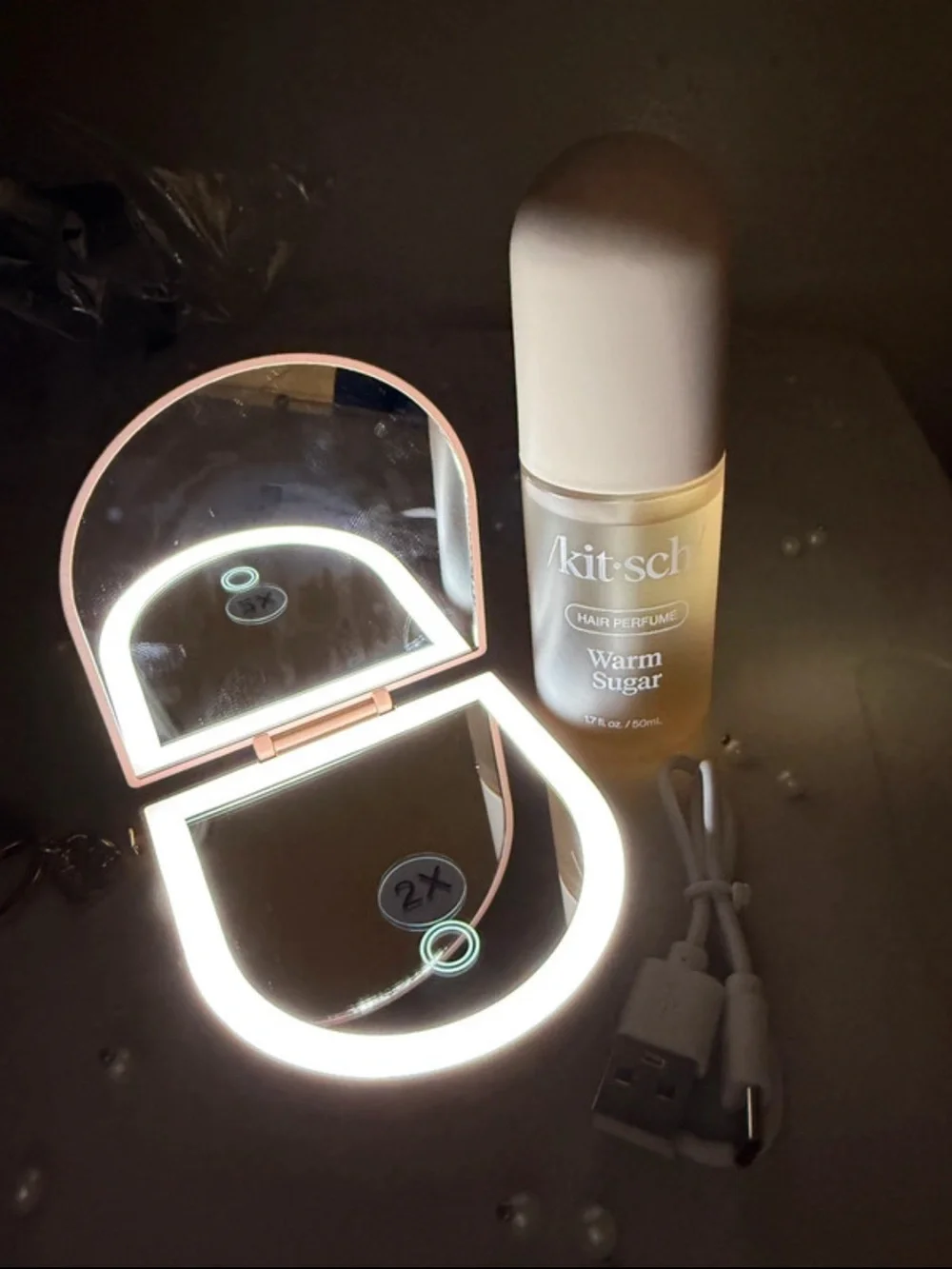 Kitsch Warm Sugar Hair Perfume with Blush Pink Portable Accessory